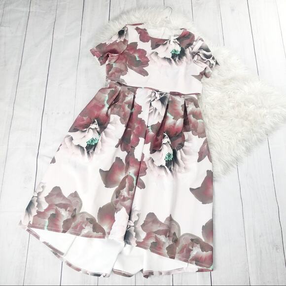 ASOS Women's Maternity Floral Print Hi-Low Pink Dress NEW‎ Size 12 - Picture 2 of 5